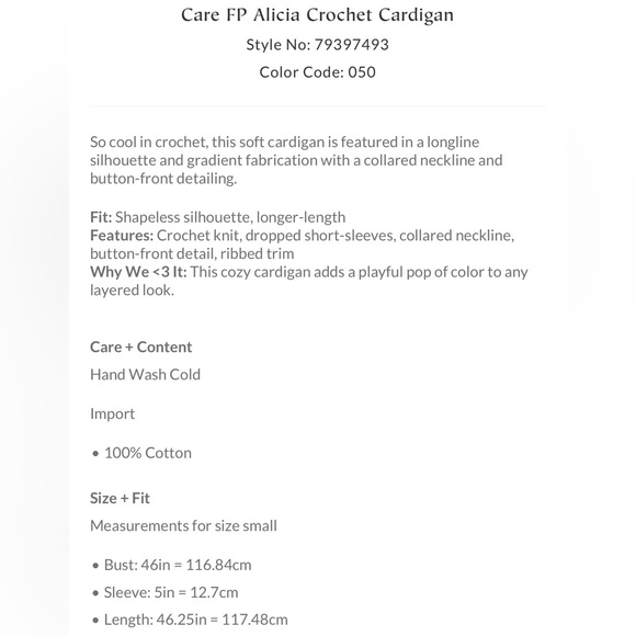 NWT Free People Alicia Crochet Cardigan Sweater - XS, S & M - Picture 9 of 12